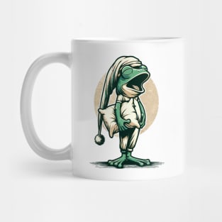 Sleepy frog wearing a nightcap, holding a pillow Mug